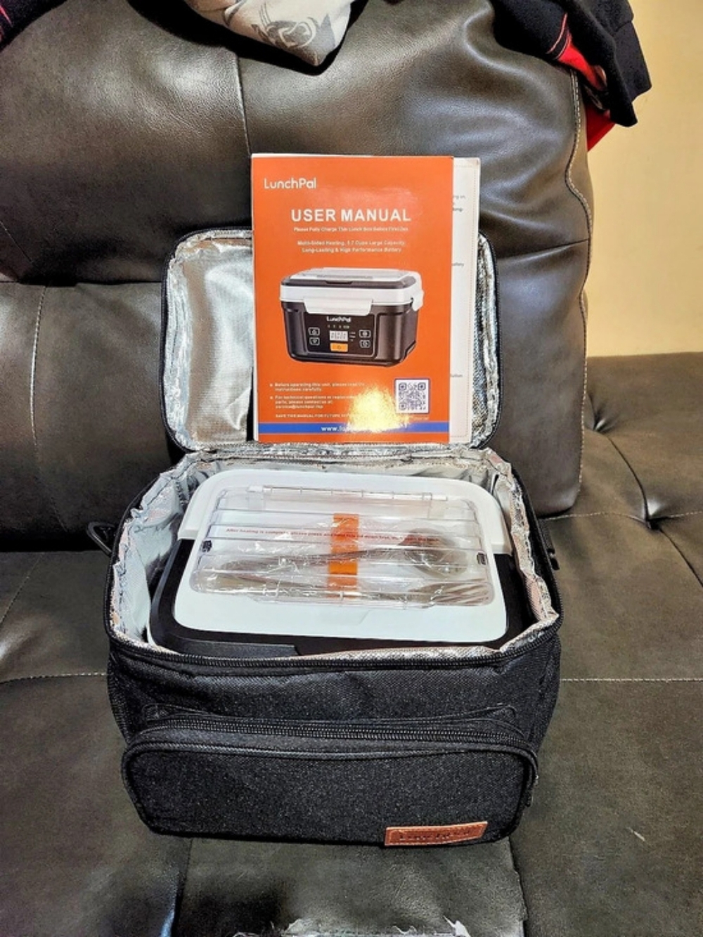 New LunchPal Cordless Self-Heating Lunch Box in Black & Orange